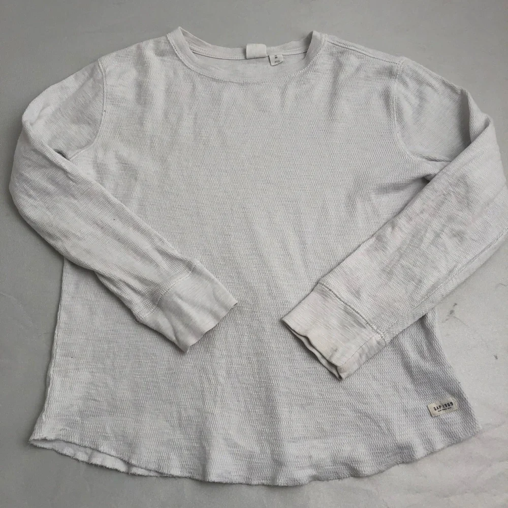 Gap ivory off white waffle knit long sleeve shirt M/8